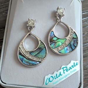 Nwt Abalone and Silver Earrings